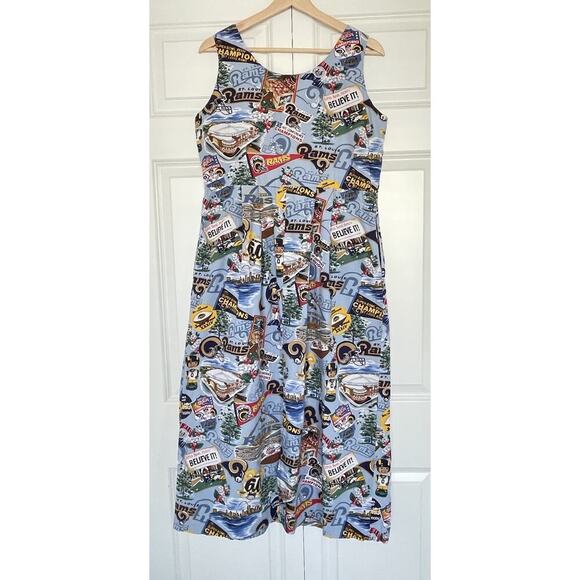 Vtg Reyn Spooner NFL Rams Hawaiian Maxi / Midi Dress Size Medium - Picture 3 of 6